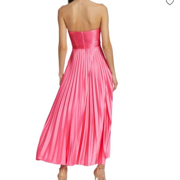 Amur Kin Strapless Pleated Midi Dress in Calla Lily NWT - Picture 5 of 10